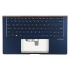 Carcasa superioara cu tastatura palmrest Laptop, Asus, ZenBook 13 UX334F, UX334FA, UX334FAC, UX334FL, UX334FLC, 90NB0MX3-R31UI0, 90NB0MX3-R31US0, 13N1-96A0F11, UX334FA-3B, iluminata, albastra, layout US
