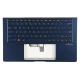 Carcasa superioara cu tastatura palmrest Laptop, Asus, ZenBook 13 UX334F, UX334FA, UX334FAC, UX334FL, UX334FLC, 90NB0MX3-R31UI0, 90NB0MX3-R31US0, 13N1-96A0F11, UX334FA-3B, iluminata, albastra, layout US