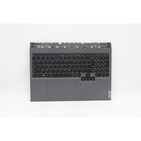 Carcasa superioara cu tastatura palmrest Laptop, Lenovo, Legion 5 Pro 16ACH6H Type 82JQ, 5CB1D05368, AP1ZV000800, iluminata, 4 pini, Slate Grey, layout US