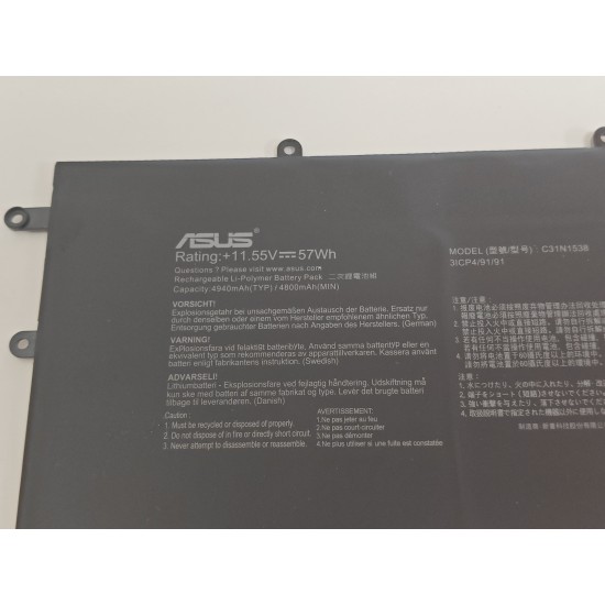 Baterie Laptop, Asus, ZenBook Flip UX360U, UX360UA, UX360UAK, 0B200-02080000, 3ICP4/91/91, C31N1538, 11.55V, 4800mAh, 57Wh