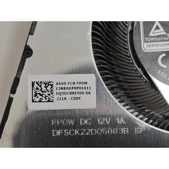 Cooler placa video Laptop, Asus, ProArt StudioBook 16 H5600Q, H5600QE, H5600QR, H5600QM, 13NB0UP0P01011, DFSCK22D05883B-FP0W, DQ5DC88E009, 12V, 1A, GPU