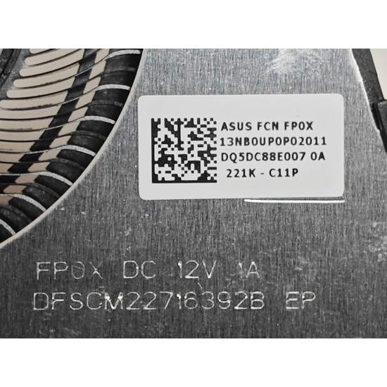 Cooler procesor Laptop, Asus, ProArt StudioBook 16 H5600Q, H5600QE, H5600QR, H5600QM, 13NB0UP0P02011, DFSCM22716392B-FP0X, DQ5DC88E007, 12V, 1A, CPU - CORECT