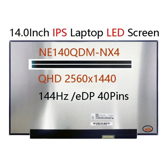 Display Laptop, BOE, NE140QDM-NX4 V18.0, 14 inch, slim, 2560x1600, QHD+, WQXGA, 16:10, conector ingust, 20mm, 144Hz, 40 pini