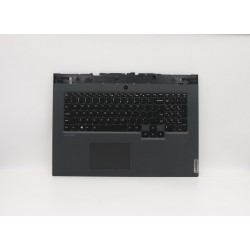 Carcasa superioara cu tastatura palmrest Laptop, Lenovo, Legion 5-17IMH05H Type 81Y8, AP1HZ000300, AM1HZ000300, ET1P200100, GY750, iluminata, gri inchis, layout US