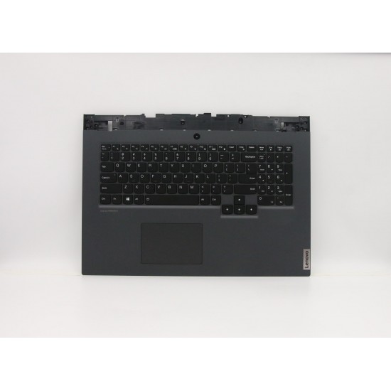 Carcasa superioara cu tastatura palmrest Laptop, Lenovo, Legion 5-17IMH05 Type 82B3, AP1HZ000300, AM1HZ000300, ET1P200100, GY750, iluminata, gri inchis, layout US