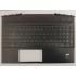 Carcasa superioara cu tastatura palmrest Laptop Gaming, HP, Pavilion 15-DK, 15T-DK, TPN-C141, AP2K8000310, L57593-271, L57593-001, AP2K8000310, AM2K8000400, iluminata, verde, US, SH