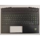Carcasa superioara cu tastatura palmrest Laptop Gaming, HP, Pavilion 15-DK, 15T-DK, TPN-C141, AP2K8000310, L57593-271, L57593-001, AP2K8000310, AM2K8000400, iluminata, verde, US, SH