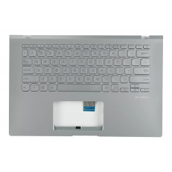 Carcasa superioara cu tastatura palmrest Laptop, Asus, VivoBook 14 X409U, X409UA, X409UB, X409UJ, 90NB0Q91-R33US0, 13NB0MS1P02013-3, 39XKPTAJN30, FBXKP010010, X409JA-1S, iluminata, argintie, layout US