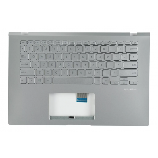 Carcasa superioara cu tastatura palmrest Laptop, Asus, VivoBook 14 A409F, A409FA, A409FJ, 90NB0Q91-R33US0, 13NB0MS1P02013-3, 39XKPTAJN30, FBXKP010010, X409JA-1S, iluminata, argintie, layout US