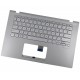 Carcasa superioara cu tastatura palmrest Laptop, Asus, VivoBook 14 A409F, A409FA, A409FJ, 90NB0Q91-R33US0, 13NB0MS1P02013-3, 39XKPTAJN30, FBXKP010010, X409JA-1S, iluminata, argintie, layout US