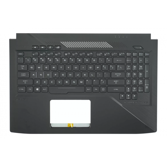 Carcasa superioara cu tastatura palmrest Laptop Gaming, Asus, ROG Strix GL503GE, GL503VM, 90NR0082-R30US0, EABKL004070, 3BBKLTAJNF0, 3RBKLTFJN30, GL503GE-1B, iluminata, RGB 4 Zone, neagra, layout US