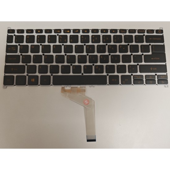 Tastatura Laptop, Acer, Swift 3 SF314-42, N19C4, iluminata, gri cu taste portocalii, layout US