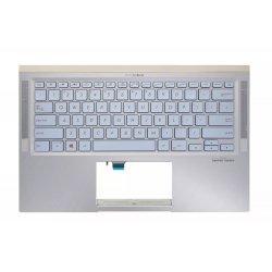 Carcasa superioara cu tastatura palmrest Laptop, Asus, ZenBook 14 UM431D, UM431DA, 90NB0MB1-R30US0, HQ20720607000, UX431FAC-3B, iluminata, albastru deschis, layout US