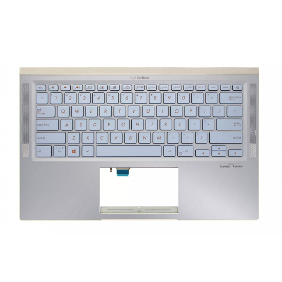 Carcasa superioara cu tastatura palmrest Laptop, Asus, ZenBook 14 BX431F, BX431FA, 90NB0MB1-R30US0, HQ20720607000, UX431FAC-3B, iluminata, albastru deschis, layout US