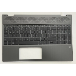 Carcasa superioara cu tastatura palmrest Laptop, HP, Pavilion X360 15-CR, 15T-CR, TPN-W132, L12731-001, 46M0EHCS0070, iluminata, gri, layout US