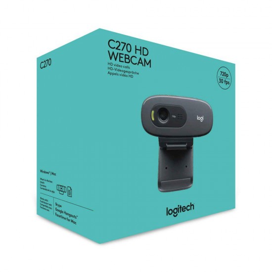 Camera web Logitech C270, HD 720p,(1280×720), webcam compatibil cu Zoom, Skype, Google, Meet