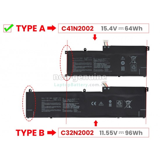 Baterie compatibila Laptop, Asus, ZenBook Pro 15 UX535Q, UX535QA, UX535QE, 0B200-03770100, 4ICP7/54/64, C41N2002, 15.4V, 4050mAh, 62.37Wh