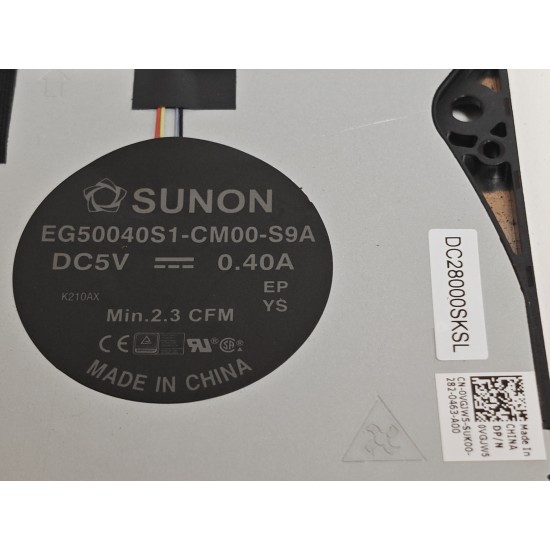 Cooler Laptop, Dell, Latitude 9430, P141G, P141G002, VGJW5, 0VGJW5, GVRHR, 0GVRHR, EG50040S1-CM00-S9A, DC28000SKSL, 5V, 0.40A