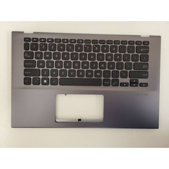 Carcasa superioara cu tastatura palmrest Laptop, Asus, VivoBook 14 X412F, X412FA, X412FAC, X412FAG, X412FJ, X412FJC, 90NB0KP2-R32UI1, 13NB0KP2AP0421, 13N1-7BA0A21, 13NB0KP0M02XII, X412UA-1G, iluminata, gri, layout US