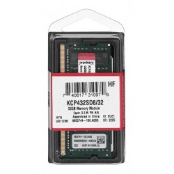 Memorie Ram Laptop Kingston 32GB, DDR4, 3200Mhz, 2Rx8, KCP432SD8/32, PC4-25600, CL22, 1.2V, Non-ECC, SODIMM, 260 pini
