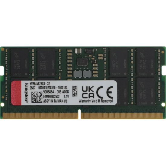 Memorie Ram Laptop Kingston 16GB, DDR5, 6400Mhz, PC5-6400, 1Rx8, KVR64V52BS8-16, PC5-51200S, CL52, 1.1V, Non-ECC, CSODIMM, 262 pini