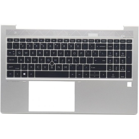 Carcasa superioara cu tastatura palmrest Laptop, HP, M35816-001, M35816-B31, M35848-001, M07491-B31, M07491-001, M07492-001, M35817-B31, M35817-001, 6070B1843801, 6070B1707401, iluminata, argintie, layout US