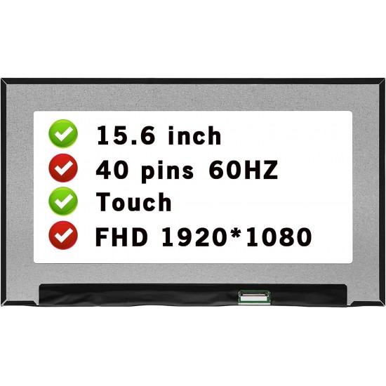 Display Laptop, Dell, B156HAK02.2, NV156FHM-T0C, LP156WFD(SP)(H1), LP156WFD-SPH1, NM22V, 0NM22V, XV6R6, 0XV6R6, M5DY2, 0M5DY2, NCMJ7, 0NCMJ7, 15.6 inch, FHD, 1920x1080, IPS, Slim, On Cell touch, 60Hz, 40 pini, SH