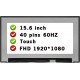 Display Laptop, Dell, B156HAK02.2, NV156FHM-T0C, LP156WFD(SP)(H1), LP156WFD-SPH1, NM22V, 0NM22V, XV6R6, 0XV6R6, M5DY2, 0M5DY2, NCMJ7, 0NCMJ7, 15.6 inch, FHD, 1920x1080, IPS, Slim, On Cell touch, 60Hz, 40 pini, SH