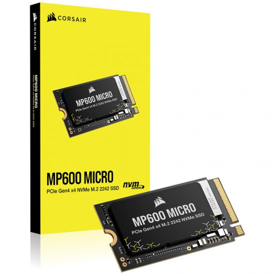Solid State Drive (SSD) Corsair, MP600 Micro 1TB, PCIe Gen 4.0 x 4, NVMe M.2 2242, CSSD-F100GBMP600MCR, 5100 MB/s, 4300 MB/s, Laptop/Desktop