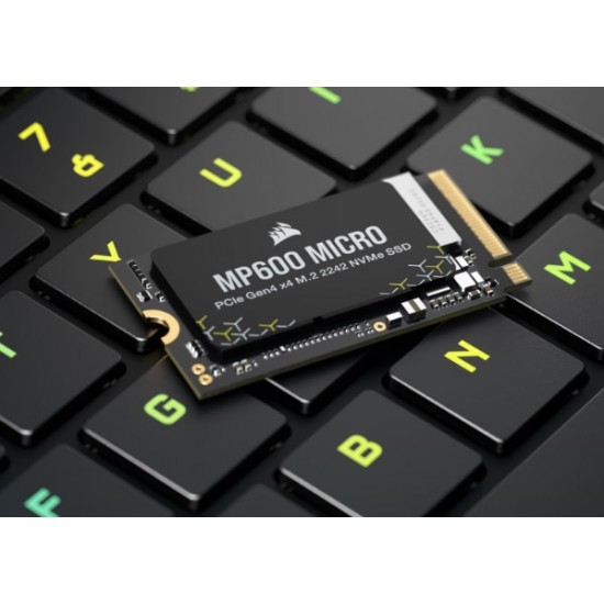 Solid State Drive (SSD) Corsair, MP600 Micro 1TB, PCIe Gen 4.0 x 4, NVMe M.2 2242, CSSD-F100GBMP600MCR, 5100 MB/s, 4300 MB/s, Laptop/Desktop