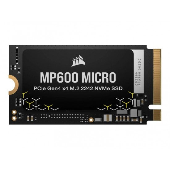 Solid State Drive (SSD) Corsair, MP600 Micro 1TB, PCIe Gen 4.0 x 4, NVMe M.2 2242, CSSD-F100GBMP600MCR, 5100 MB/s, 4300 MB/s, Laptop/Desktop