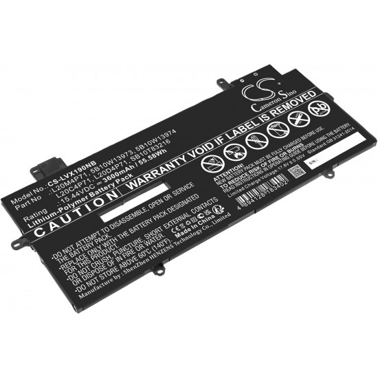Baterie compatibila Laptop, Lenovo, ThinkPad X1 Carbon 9th Gen Type 20XW, 20XX, CS-LVX190NB, 15.44V, 3600mAh, 55.58Wh