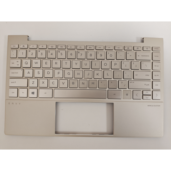 Carcasa superioara cu tastatura palmrest Laptop, HP, Envy 13-BA, 13T-BA, TPN-C145, L96803-B001, L96803-B31, AM2V5000540, AM2V5000A00, iluminata, aurie, layout US