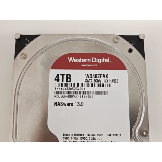Hard Disk Western Digital WD Red 4TB 5400rpm 256MB SATA3, WD40EFAX, 3.5 inch, HDD pentru Desktop/PC/NAS, bulk
