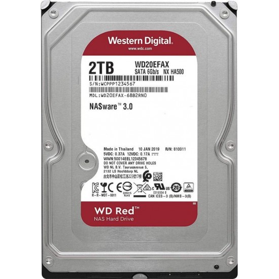 Hard Disk Western Digital WD Red 2TB 5400rpm 256MB SATA3, WD20EFAX, 3.5 inch, HDD pentru Desktop/PC/NAS, bulk