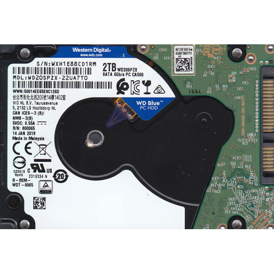 Hard Disk (HDD) Western Digital (WD), 2TB, Sata 3, 128MB, 5400RPM, 6Gb/s,  2.5inch, WD20SPZX, WD20SPZX-00UA7T0, Laptop/Desktop/Consola/PS3/PS4