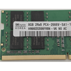 Memorie Laptop Sodimm, SK Hynix, 8GB, DDR4, 2666Mhz, 2Rx8, PC4-2666V, CL19, PC4-21300, HMA82GS6AFR8N-VK, 1.2V, non-ECC, Unbuffered, SODIMM, 260 pini