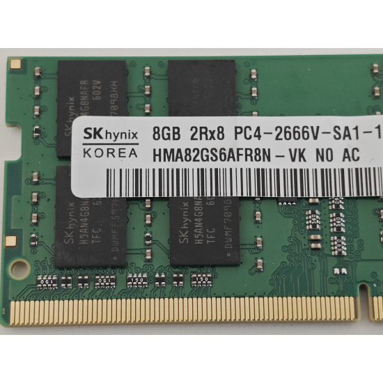 Memorie Laptop Sodimm, SK Hynix, 8GB, DDR4, 2666Mhz, 2Rx8, PC4-2666V, CL19, PC4-21300, HMA82GS6AFR8N-VK, 1.2V, non-ECC, Unbuffered, SODIMM, 260 pini