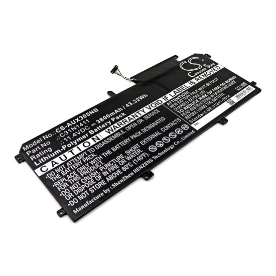 Baterie compatibila Laptop, Asus, ZenBook UX305C, UX305CA, 0B200-01180000, CS-AUX305NB, C31N1411, 11.4V, 3800mAh, 43.32Wh