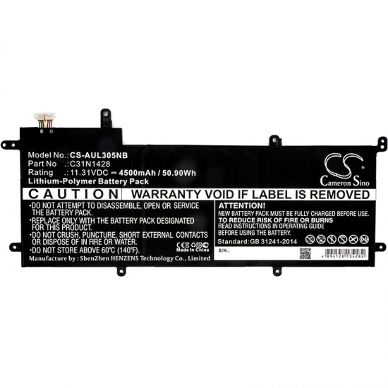 Baterie compatibila Laptop, Asus, ZenBook UX305L, UX305LA, 0B200-01450000, CS-AUL305NB, C31N1428, 11.31V, 4500mAh, 50.90Wh