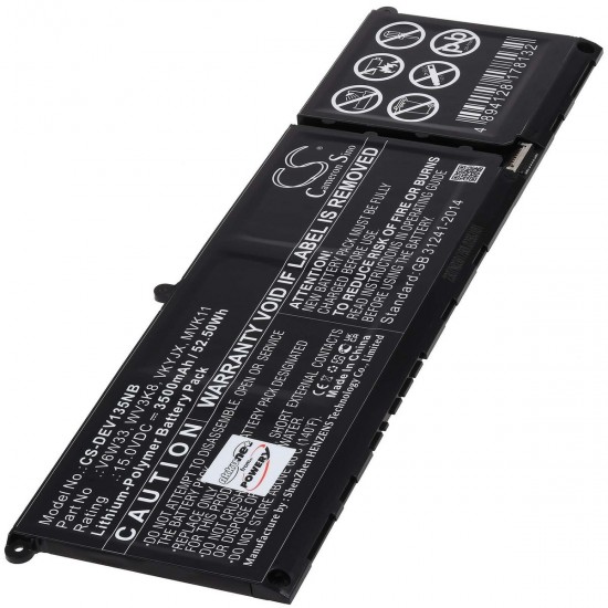 Baterie compatibila Laptop, Dell, Inspiron 14 5420, P157G, P157G001, (an 2022), CS-DEV135NB, V6W33, WV3K8, VKYJX, MVK11, 15V, 3500mAh, 52.50Wh