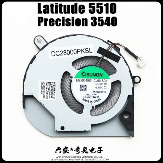 Cooler Laptop, Dell, Latitude 5501, P80F, P80F003, 6T7HN, 06T7HN, EG50040S1-CJ60-S9A, DC28000PKSL, UMA, 5V, 0.45A