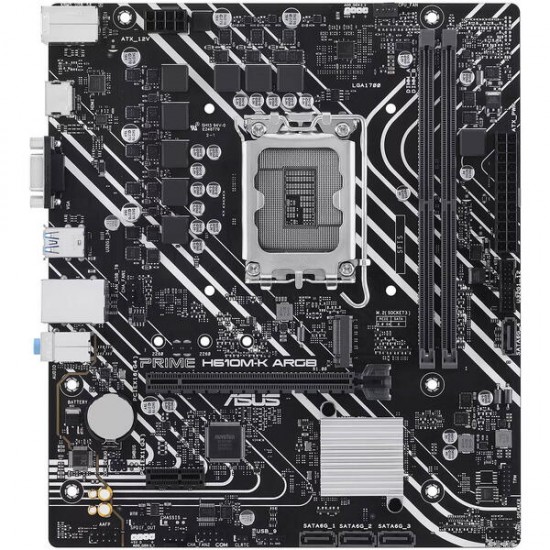 Placa de baza calculator PC Desktop, Asus, Prime H610M-K ARGB, Intel, LGA 1700, DDR5, Micro ATX, mATX, M.2 Aura, Chipset H610, 90MB1G90-M0EAY0