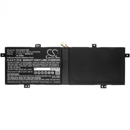 Baterie compatibila Laptop, Asus, ZenBook 14 R431F, R431FA, 0B200-03340100, 2ICP5/74/110, C21N1833, 7.7V, 6000mAh, 46.20Wh