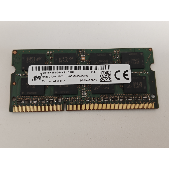Memorie Ram Laptop, Micron, 8GB, 2Rx8, PC3L-14900S, 1866Mhz, 1.35V, CL13, MT16KTF1G64HZ-1G9P1, 693374-001, non ECC, sodimm, 204 pini