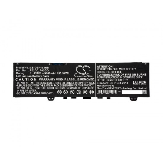 Baterie compatibila Laptop, Dell, Vostro 5370, P87G, P87G001, CS-DEP173NB, F62G0, F62GO, 11.4V, 3100mAh, 35.34Wh