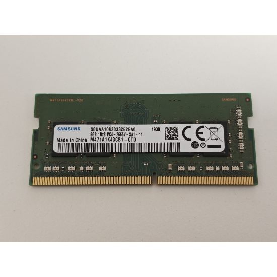 Memorie ram Laptop Samsung, 8GB, DDR4, 2666Mhz, 1Rx8, PC4-2666V, CL19, M471A1K43CB1-CTD, PC4-21300, 1.2V, non-ECC, Unbuffered, SODIMM, 260 pini