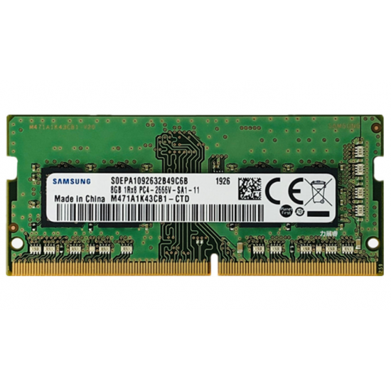 Memorie ram Laptop Samsung, 8GB, DDR4, 2666Mhz, 1Rx8, PC4-2666V, CL19, M471A1K43CB1-CTD, PC4-21300, 1.2V, non-ECC, Unbuffered, SODIMM, 260 pini