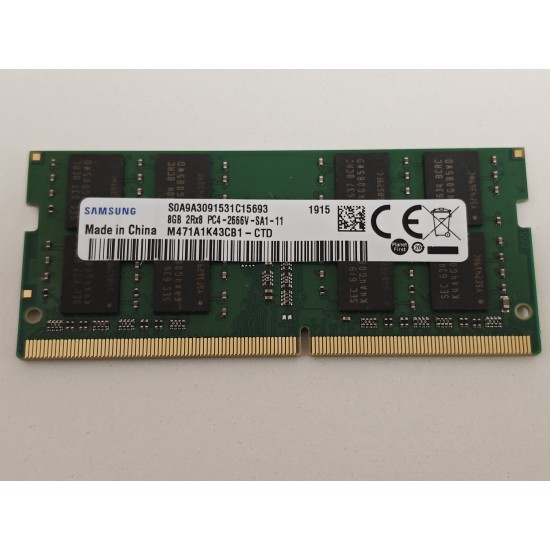 Memorie ram Laptop Samsung, 8GB, DDR4, 2666Mhz, 2Rx8, PC4-2666V, CL19, M471A1K43CB1-CTD, PC4-21300, 1.2V, non-ECC, Unbuffered, SODIMM, 260 pini