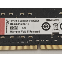 Memorie ram Laptop Kingston HyperX 16GB, DDR4, 1Rx8, PC4-2666V, 2666Mhz, HX426S16IB2/16, PC4-21300, CL16, 1.2V, Non-ECC, sodimm, 260 pini